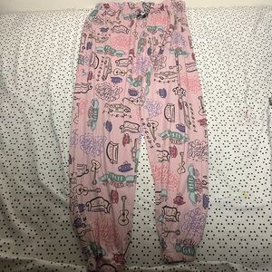Pink friends themed woman’s sweatpants.